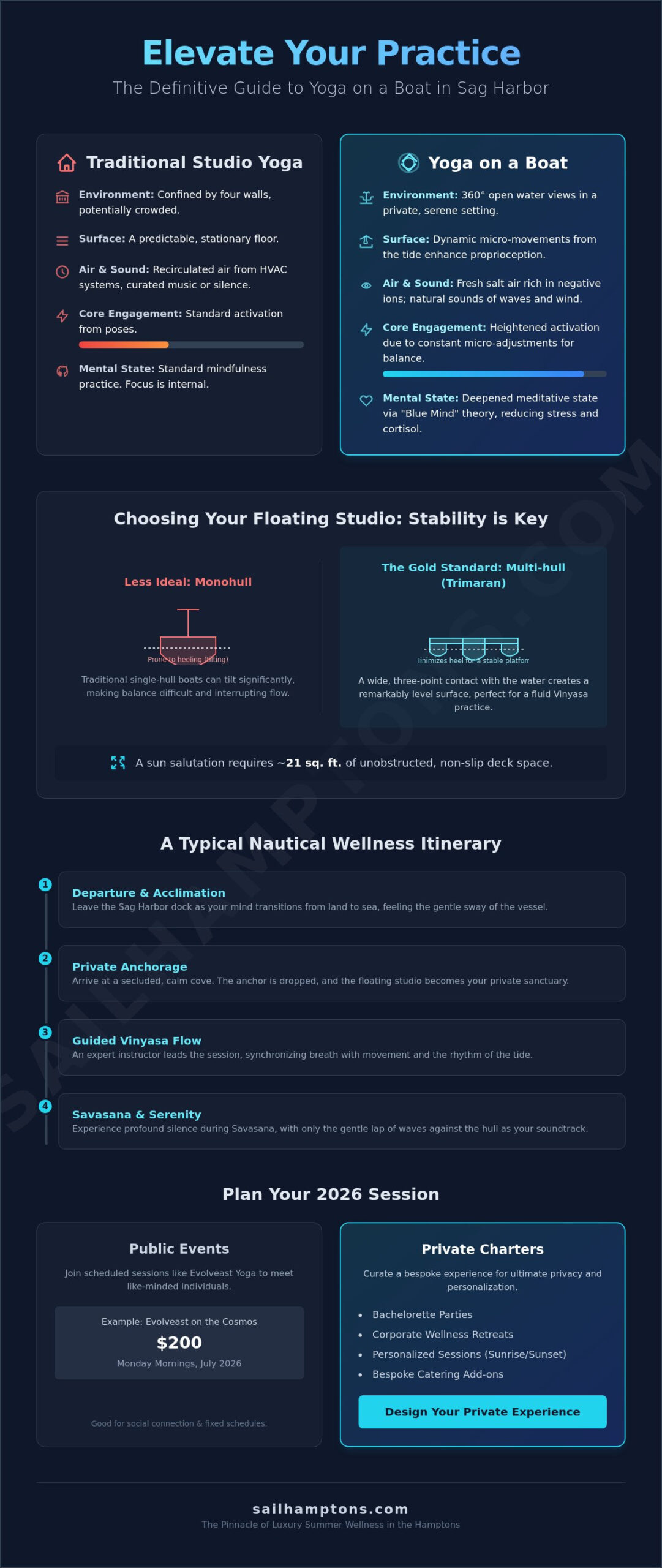 Yoga on a Boat in Sag Harbor: The Ultimate 2026 Nautical Wellness Guide - Infographic
