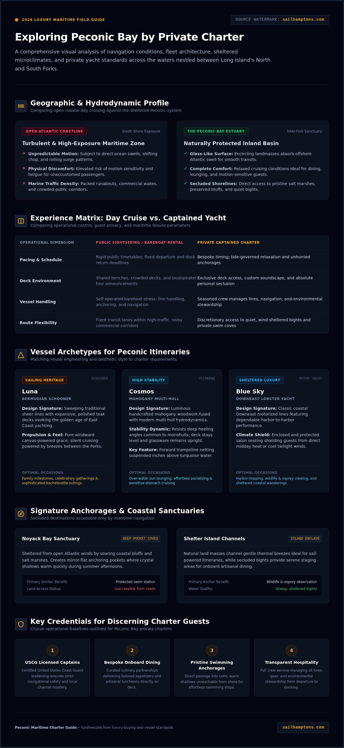 Exploring Peconic Bay by Private Charter: The 2026 Luxury Buying Guide - Infographic